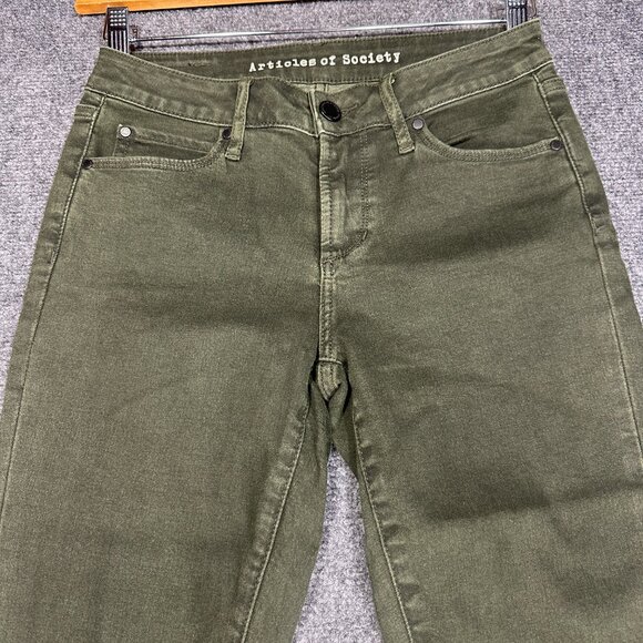 Articles of Society Jeans Womens 26 Skinny Green Cotton Stretch Step Hem Folsom - Picture 3 of 10